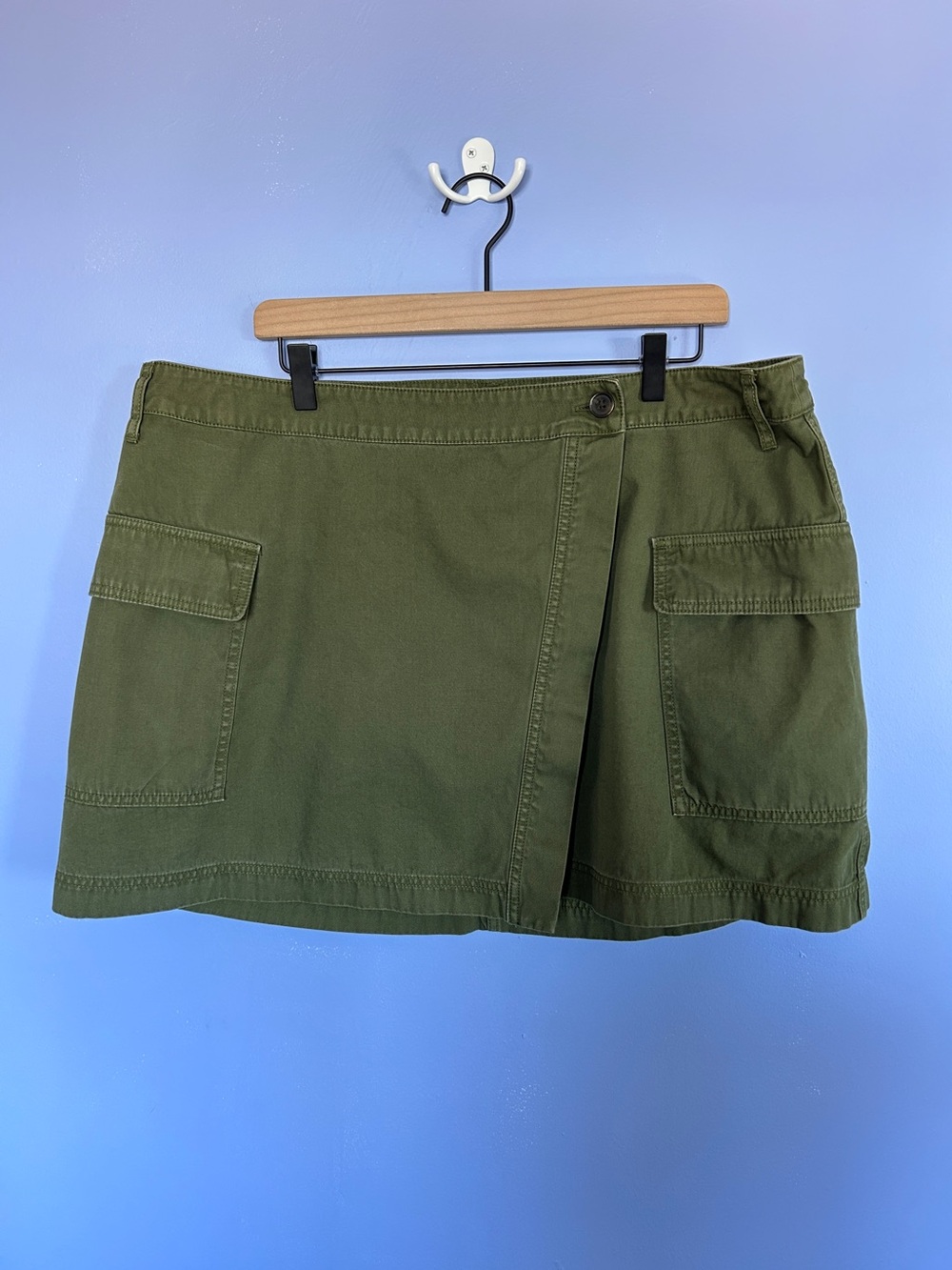 Olive Green Utility Wrap Mini Skirt